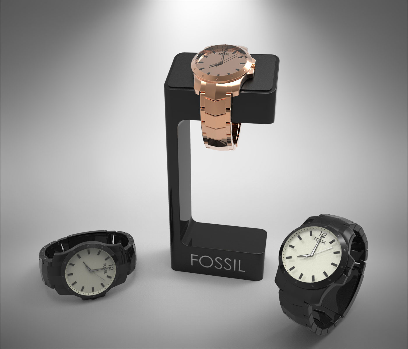Fossil presentation Solidworks keyshot Render sw PS Layout watch 3D graphic concept engineered