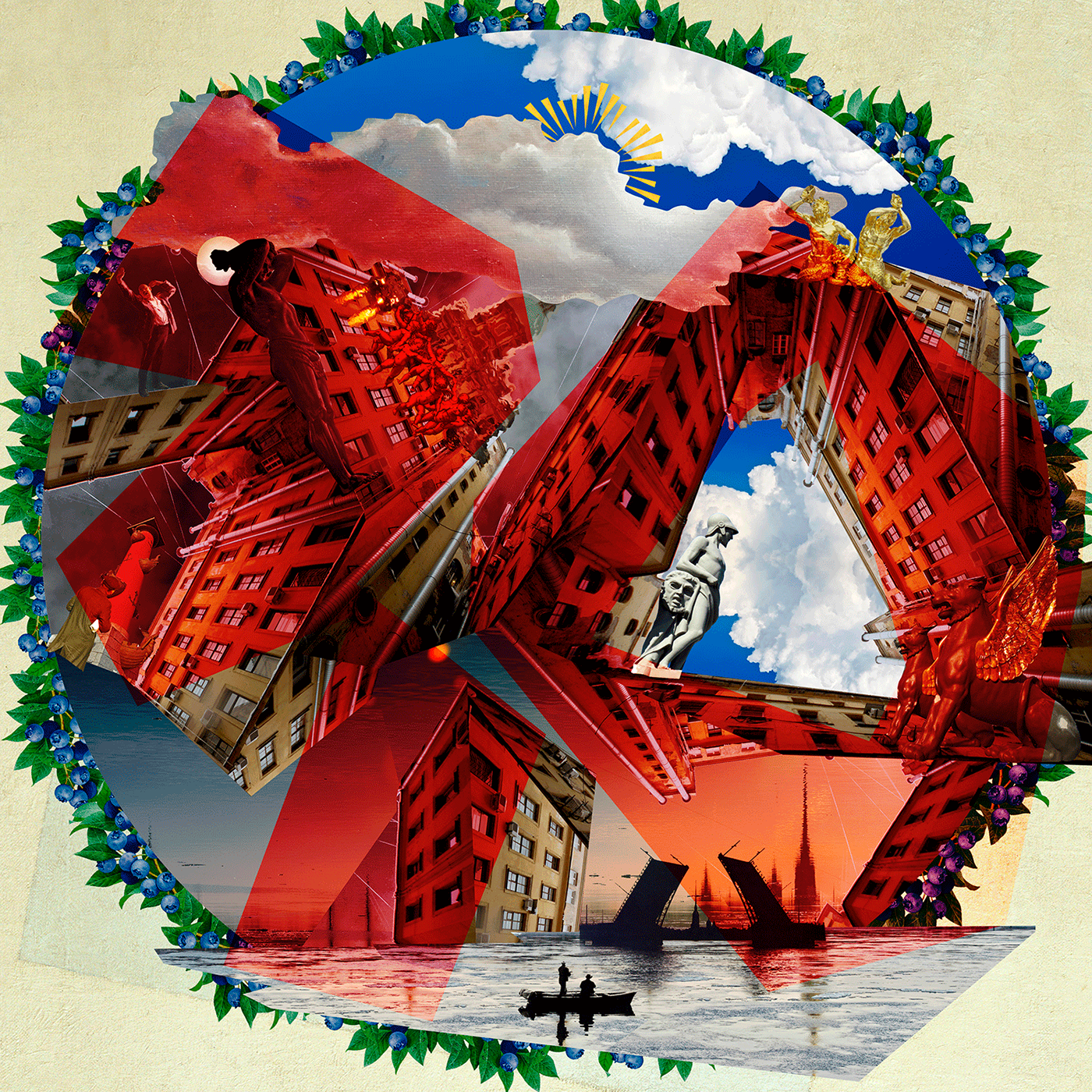 collage digital calendar illustartion design poster Landscape city Saint-Petersburg
