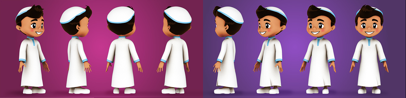 Character cartoon 3D arabic prayer toon