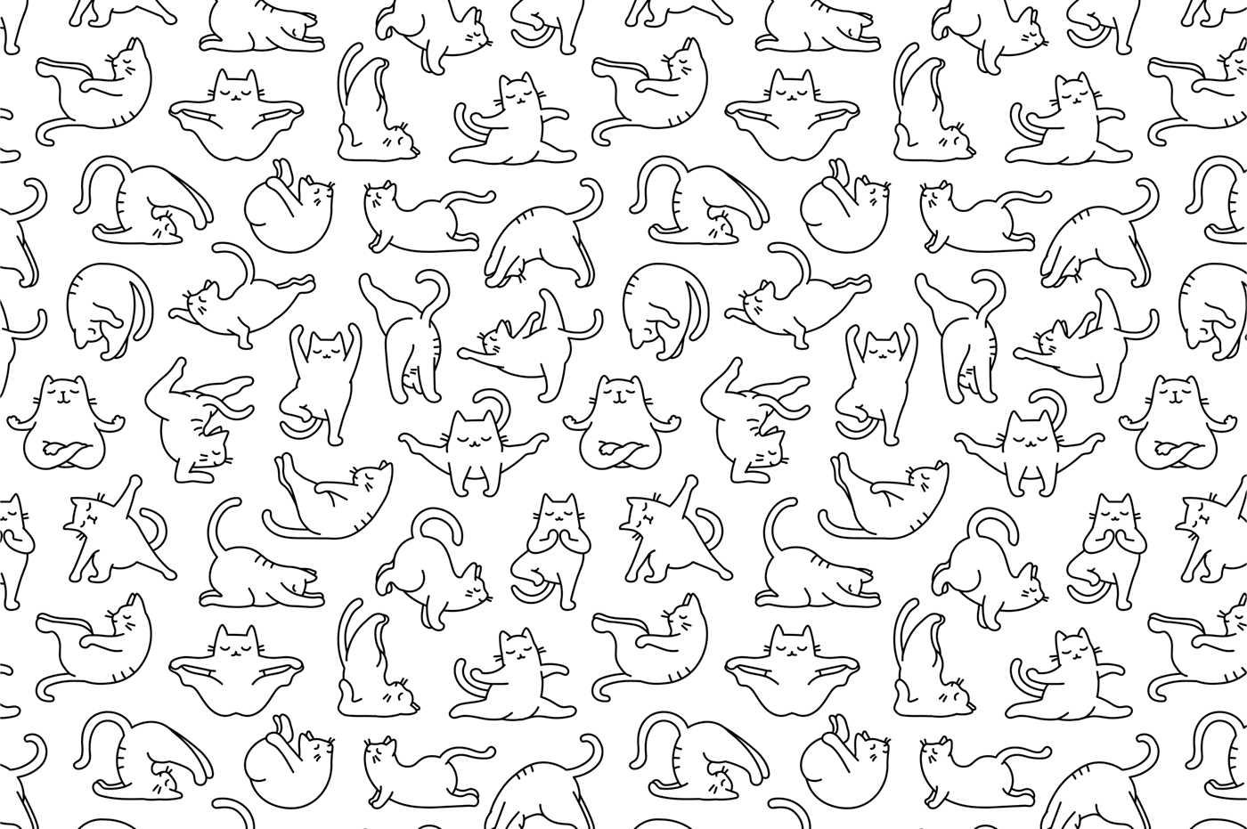 Cat feline pattern Yoga fitness exercise sport zen meditation namaste
