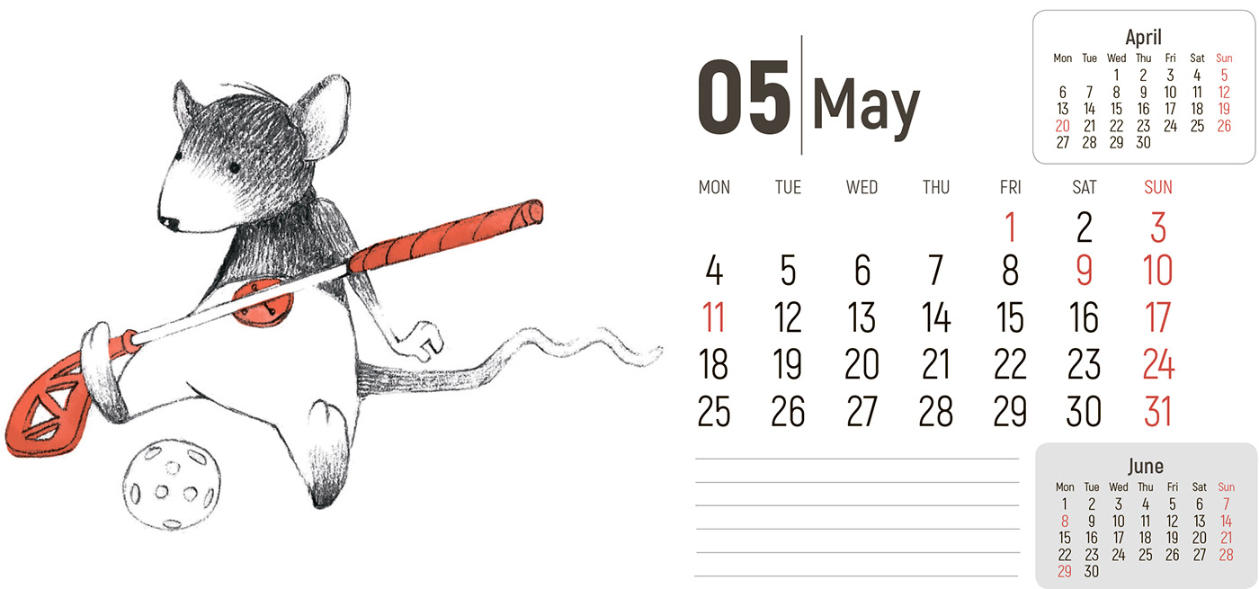 calendar ILLUSTRATION  mouse Character design Drawing  pencil coffeindesign Duchenchuk shved