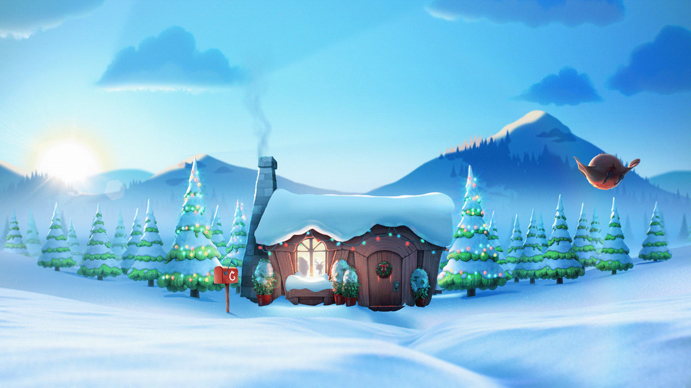animation  Character design  cartoon Christmas CG 3D cute reindeer santa claus