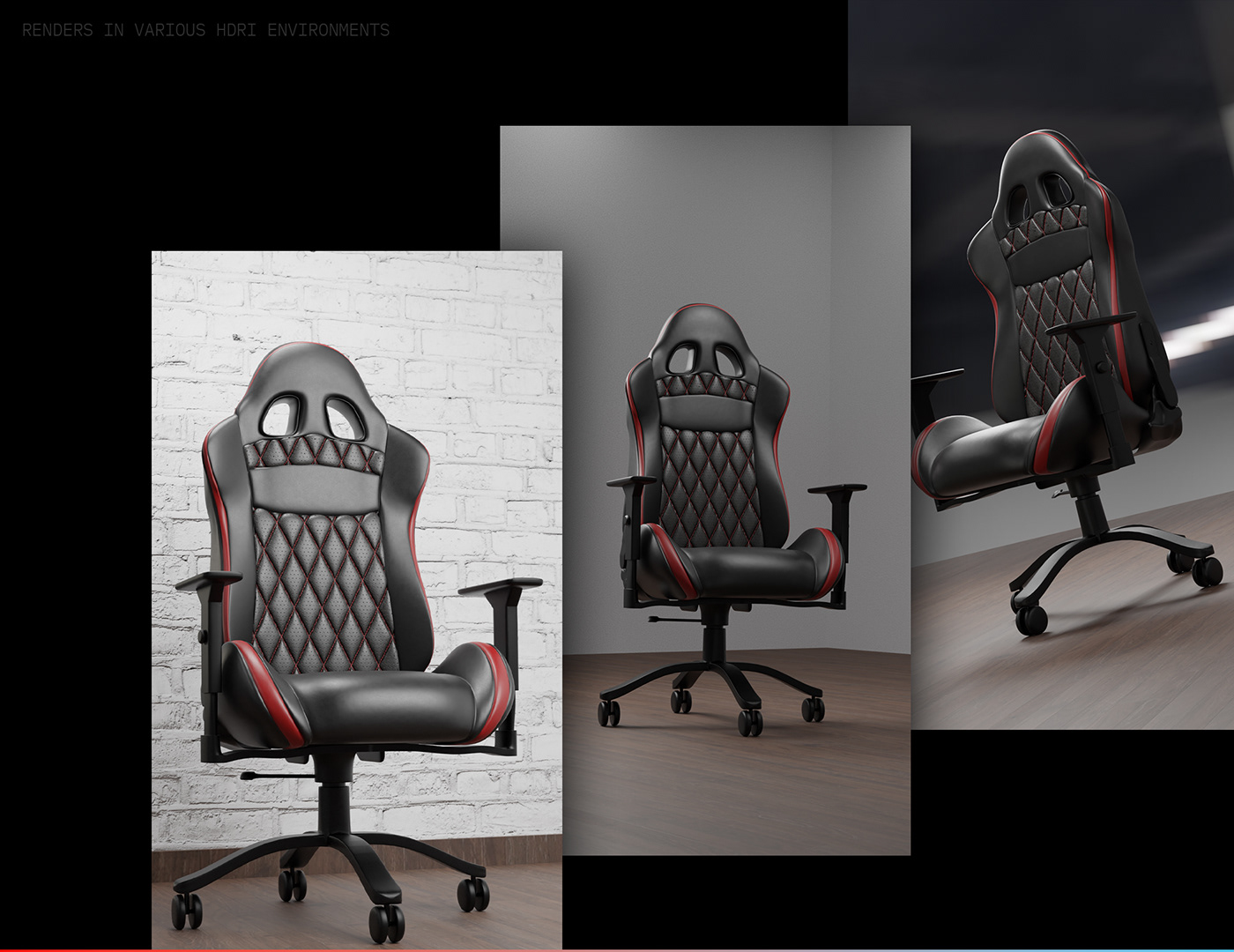 3 various images of gaming chairs