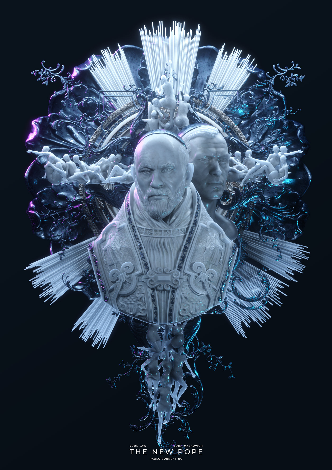 The new Pope jude law octane cinema 4d Zbrush Sculpt hbo SKY