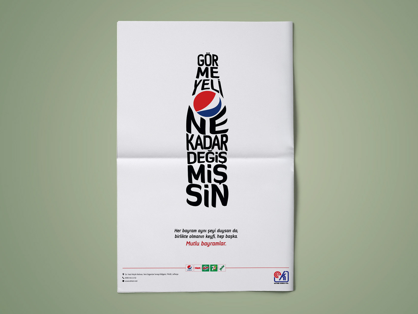 print ad ad pepsi bottle typography   newspaper basın ilanı Gazete İlanı Advertising  idea