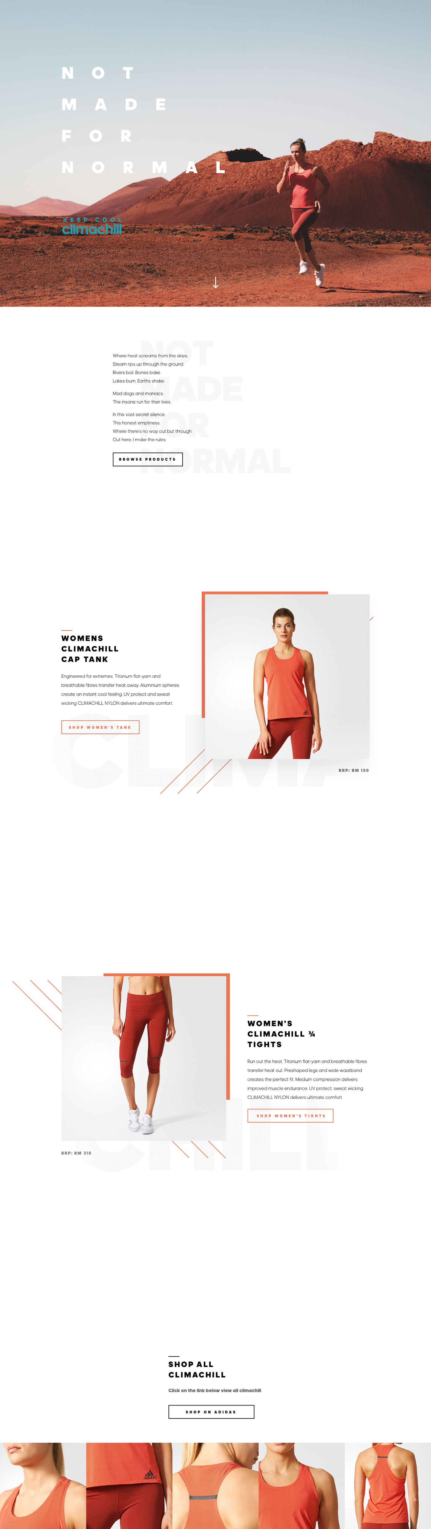 adidas Climachill Web Design  landing page Fashion 