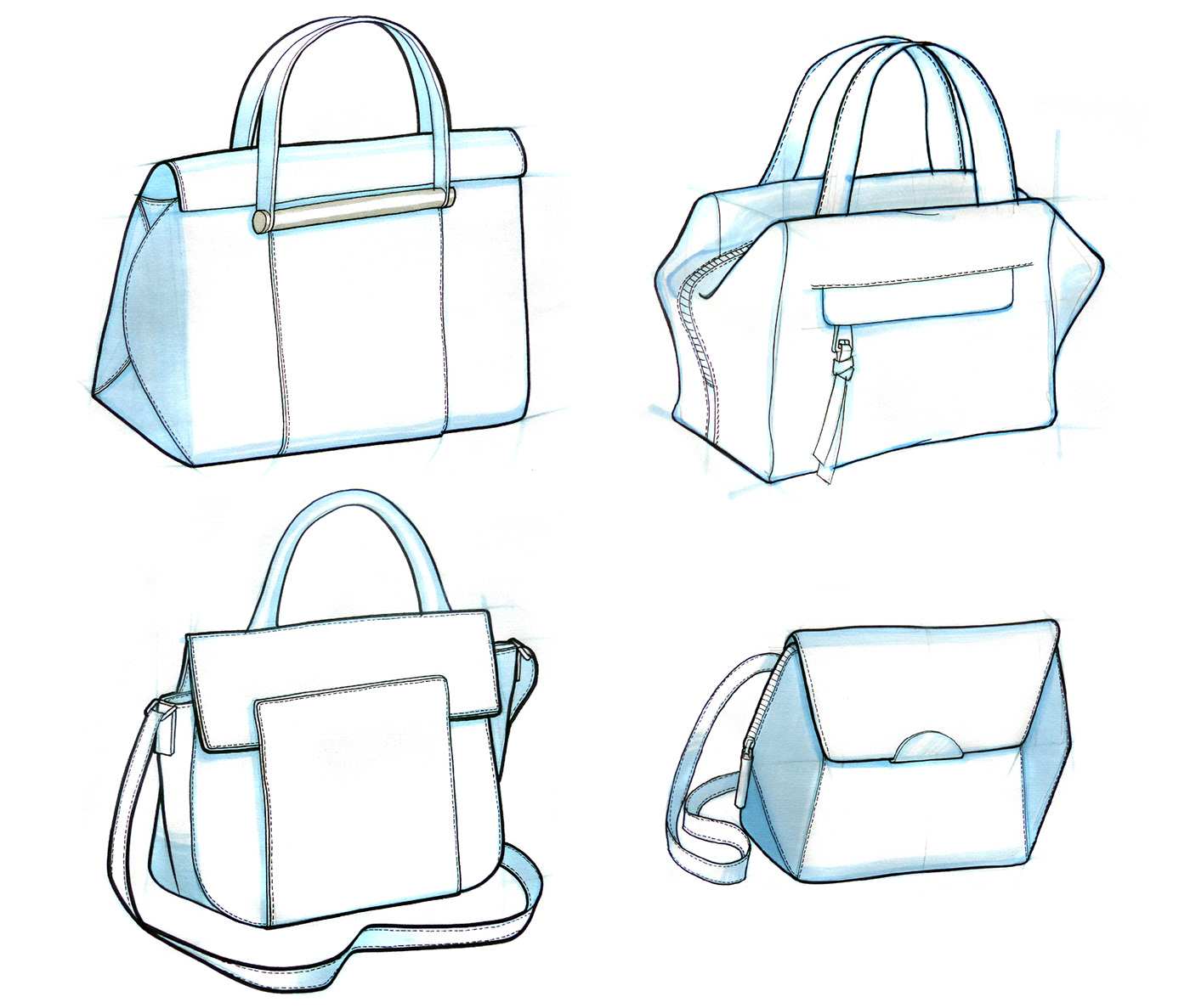 croquis sketches Drawing  sacs bags Fashion  stylist accessories rough rendering