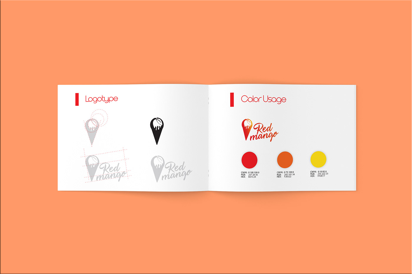 icecream icecreamlogo design red Mango branding  brandbook