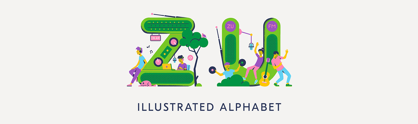 alphabet letter music festival Fun characters people party
