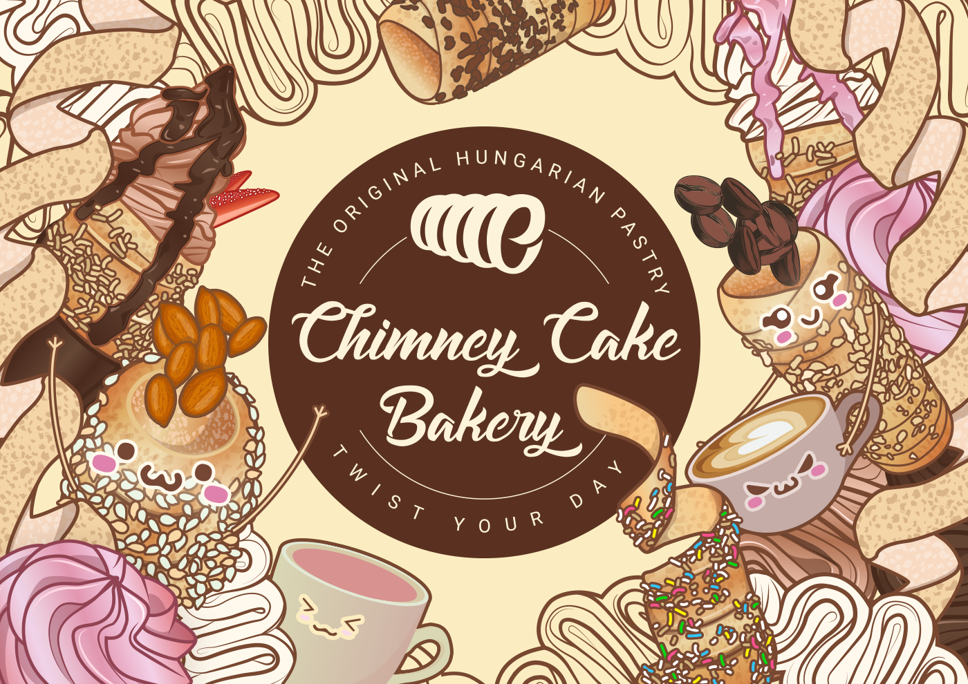 kvachi chimney cake vector art cute kawaii colorful delicious yummy