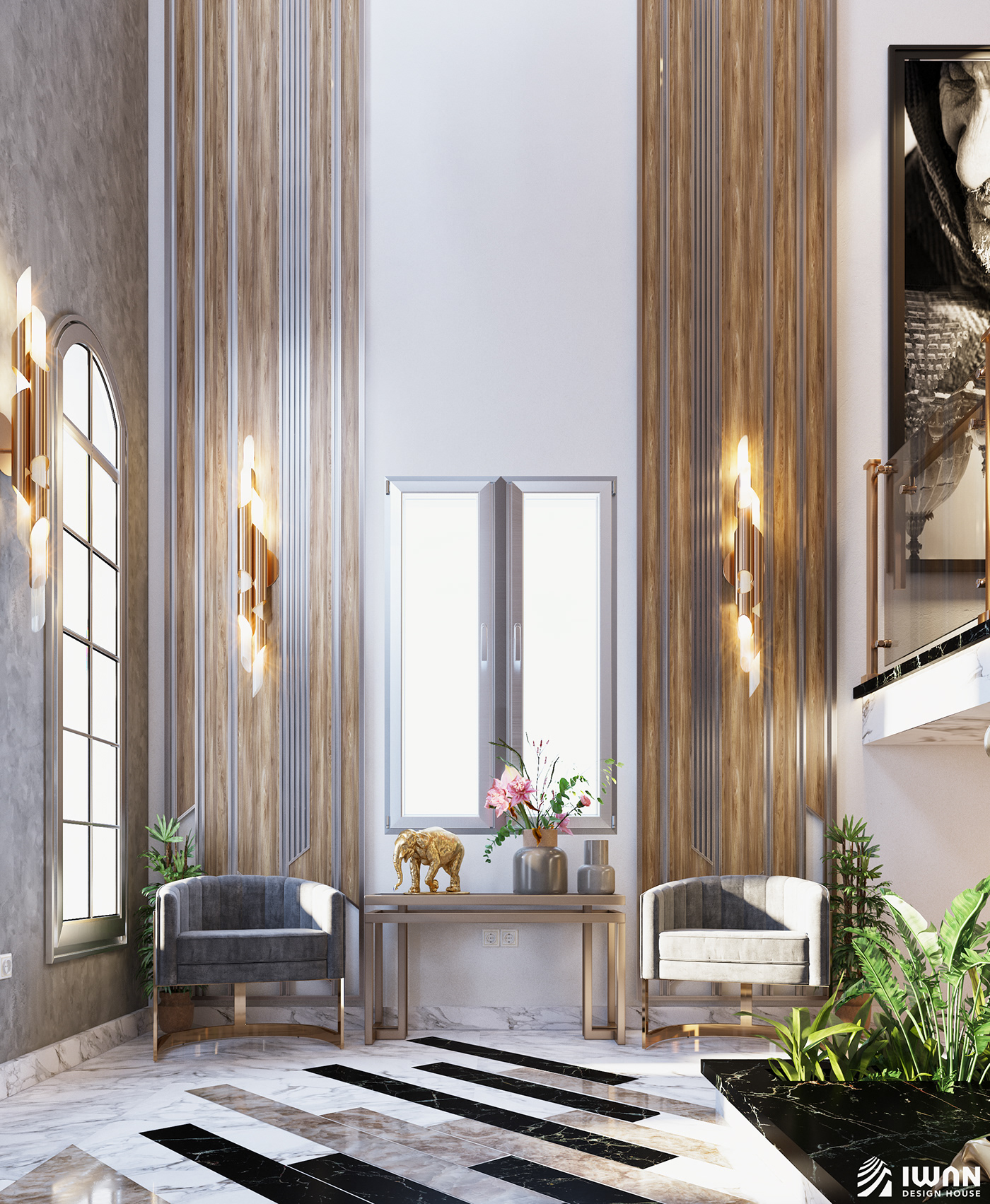 architecure Interior design luxury gold wood elegant villa-design