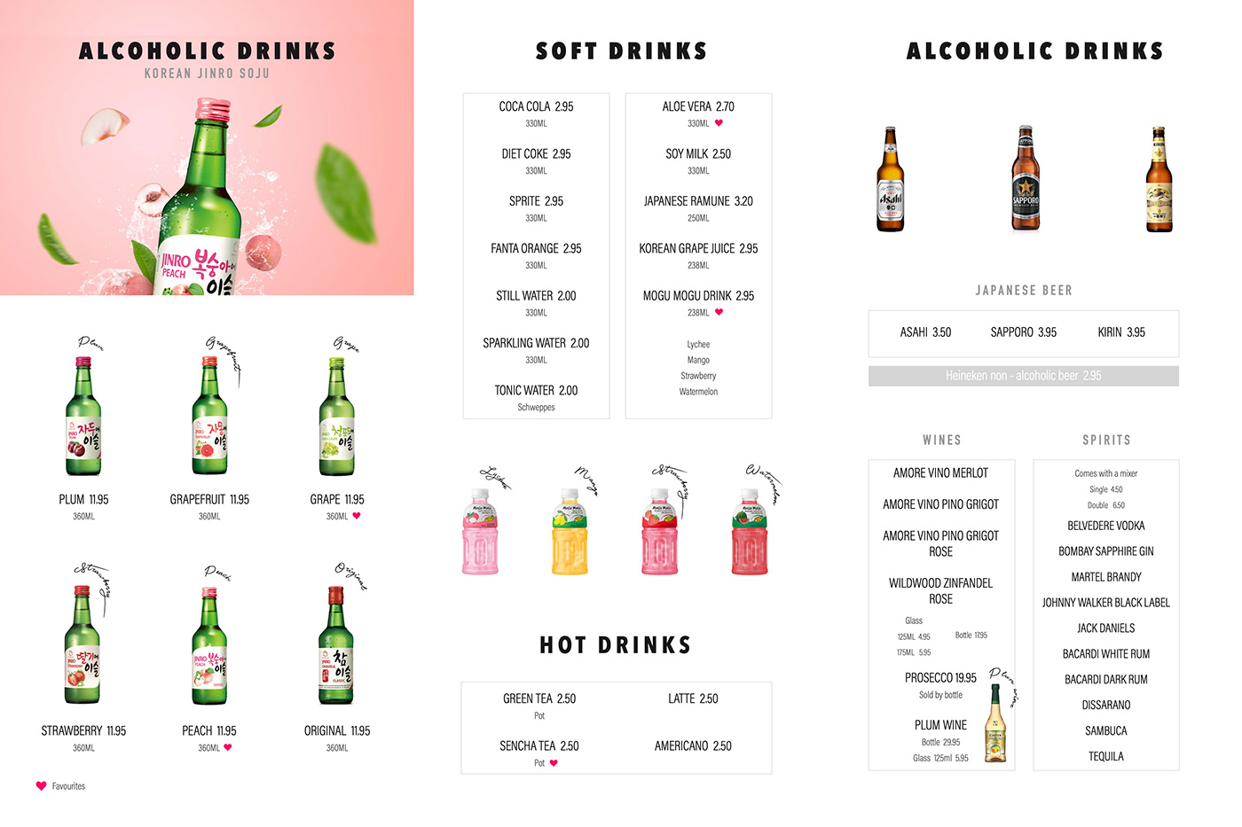 design drinkmenu graphic design  restaurant menu soju ILLUSTRATION  Digital Art  drinkmenudesign JapaneseDesign japanesedrinks