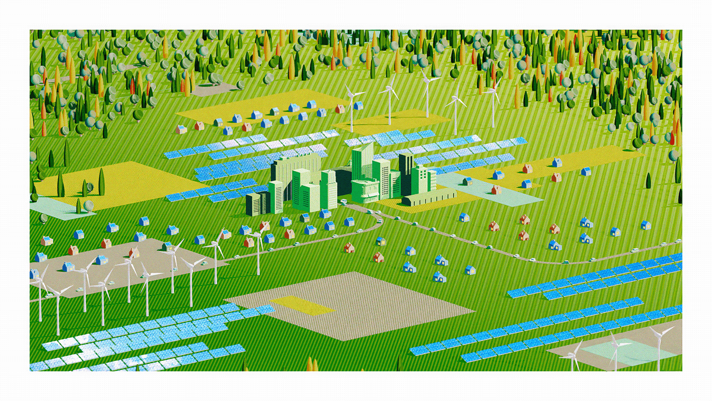 postcard ILLUSTRATION  Digital Art  Renewable Energy Picture gif motion graphics  Green Energy re100 Wired