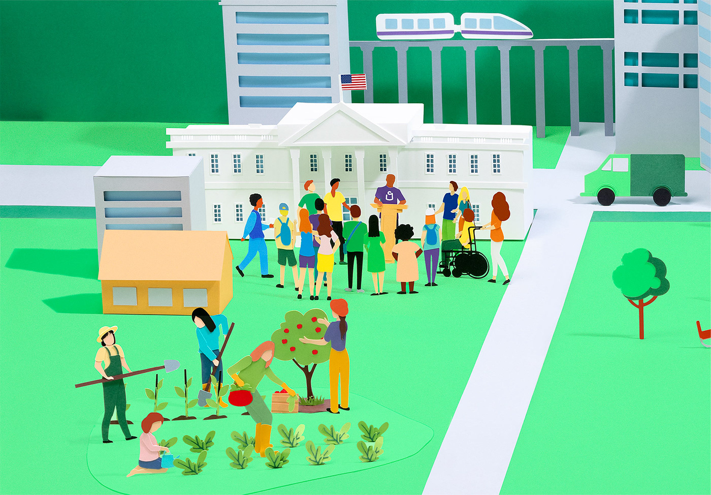 city papecur Paper Illustration papercity papercraft papercrafts Shipt White House
