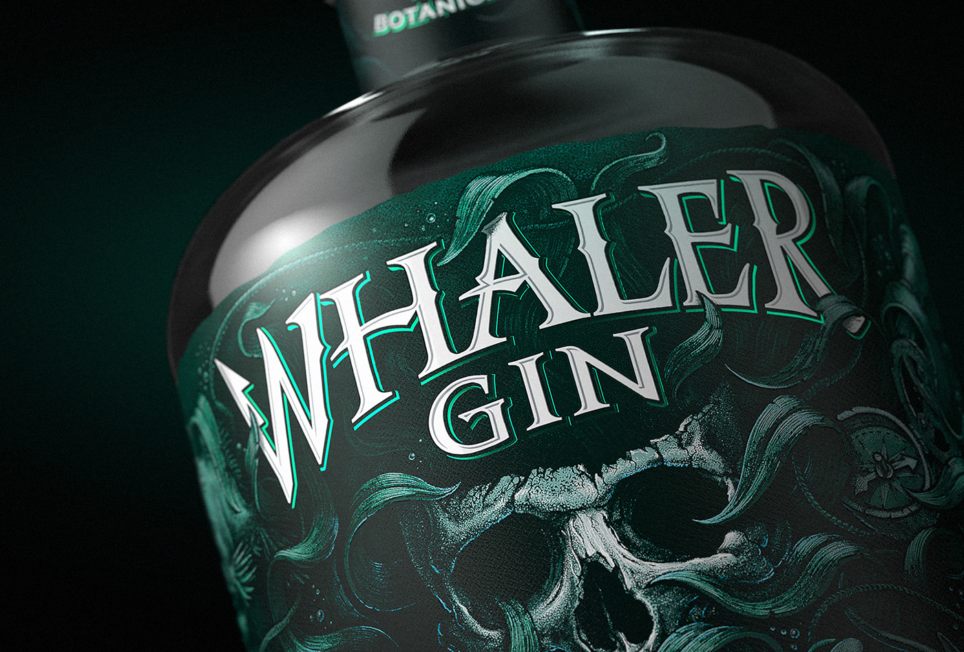 gin Label sea skull whaler branding  Logo Design brand identity Packaging FMCG
