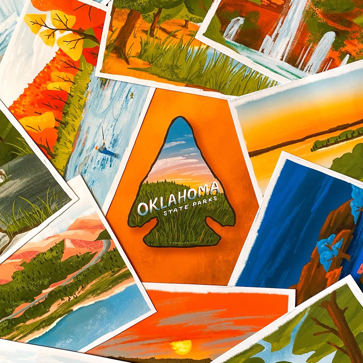 illutration National Park Service national parks NPS oklahoma postcard state park Stillwater Travel Travelling