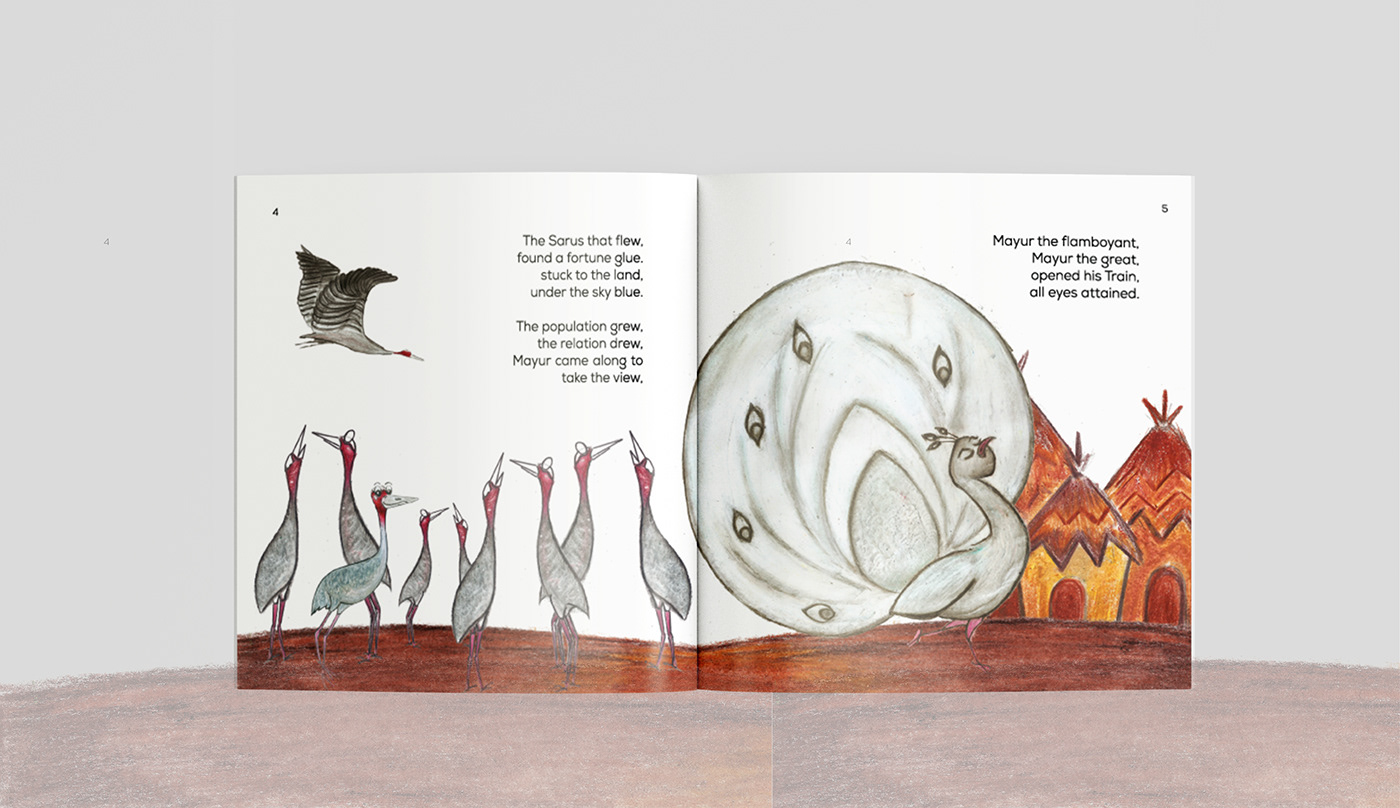 birds book Character design  ILLUSTRATION  poem story story boarding wildlife sarus crane social impact