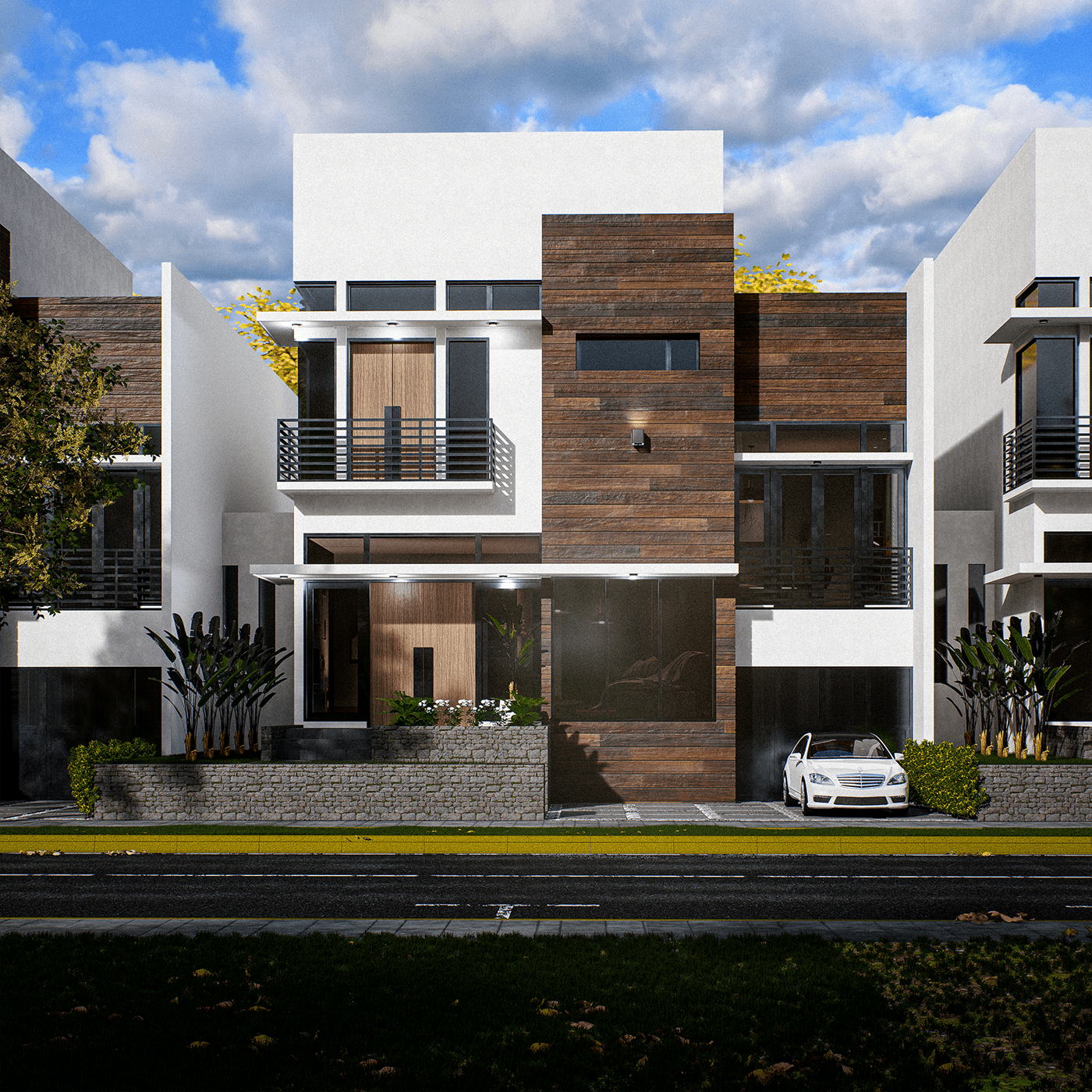 architecture archviz exterior modern house Render Residential house visualization