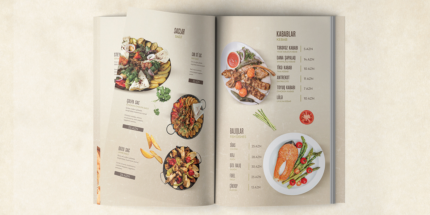 menu restaurant magazine editorial print book Food  azerbaijan hotel a4