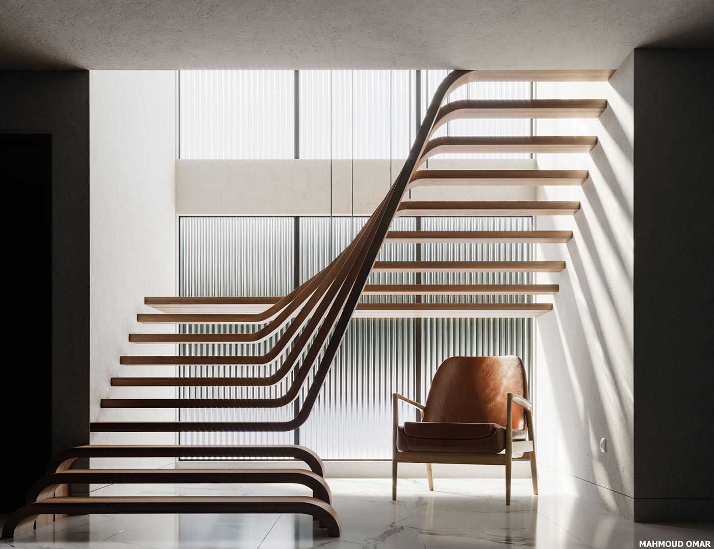 architecture archviz CGI corona Interior interior design  modern Render stairs visualization