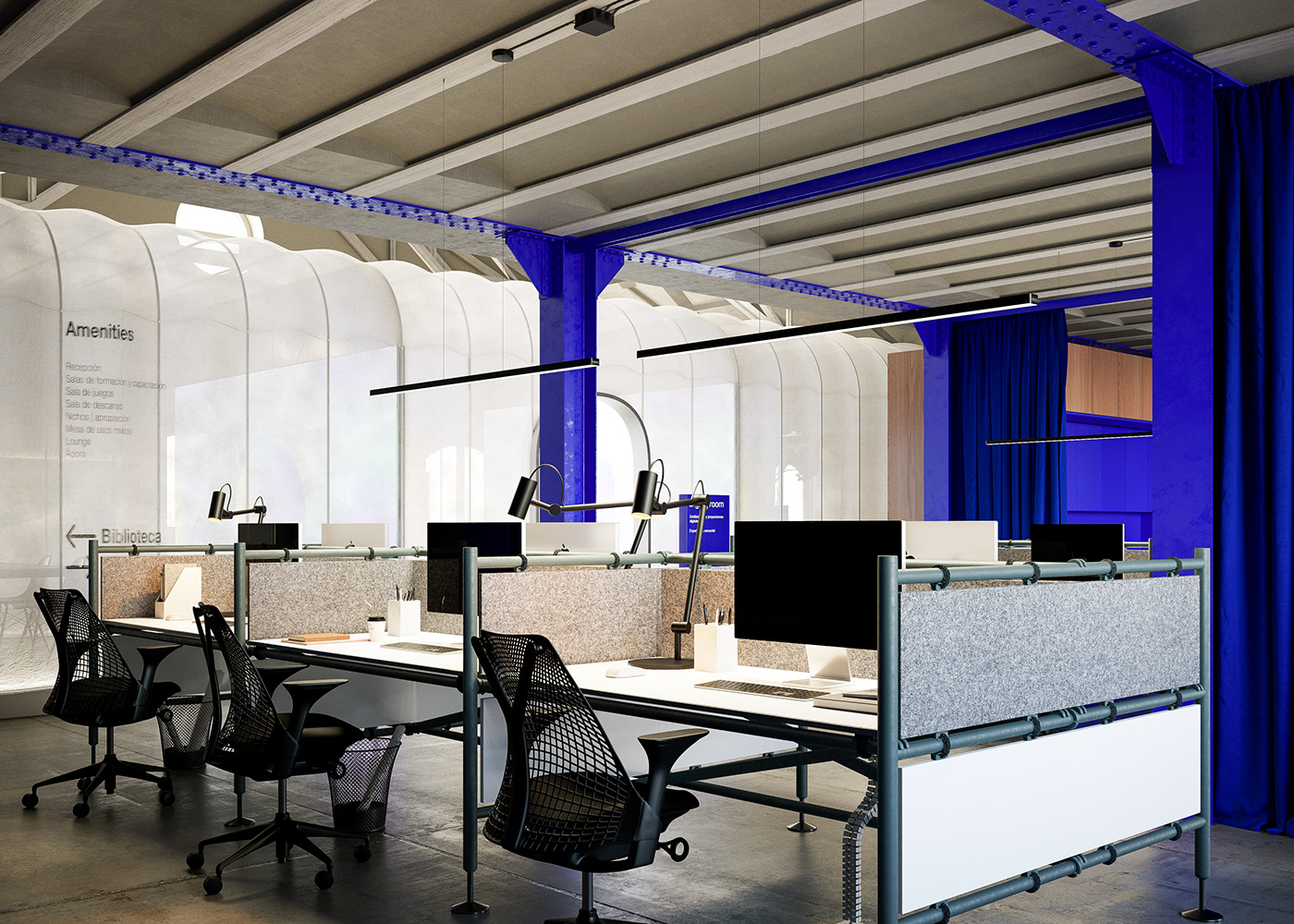 Office coworking workspace visualization architecture Render modern Technology archviz