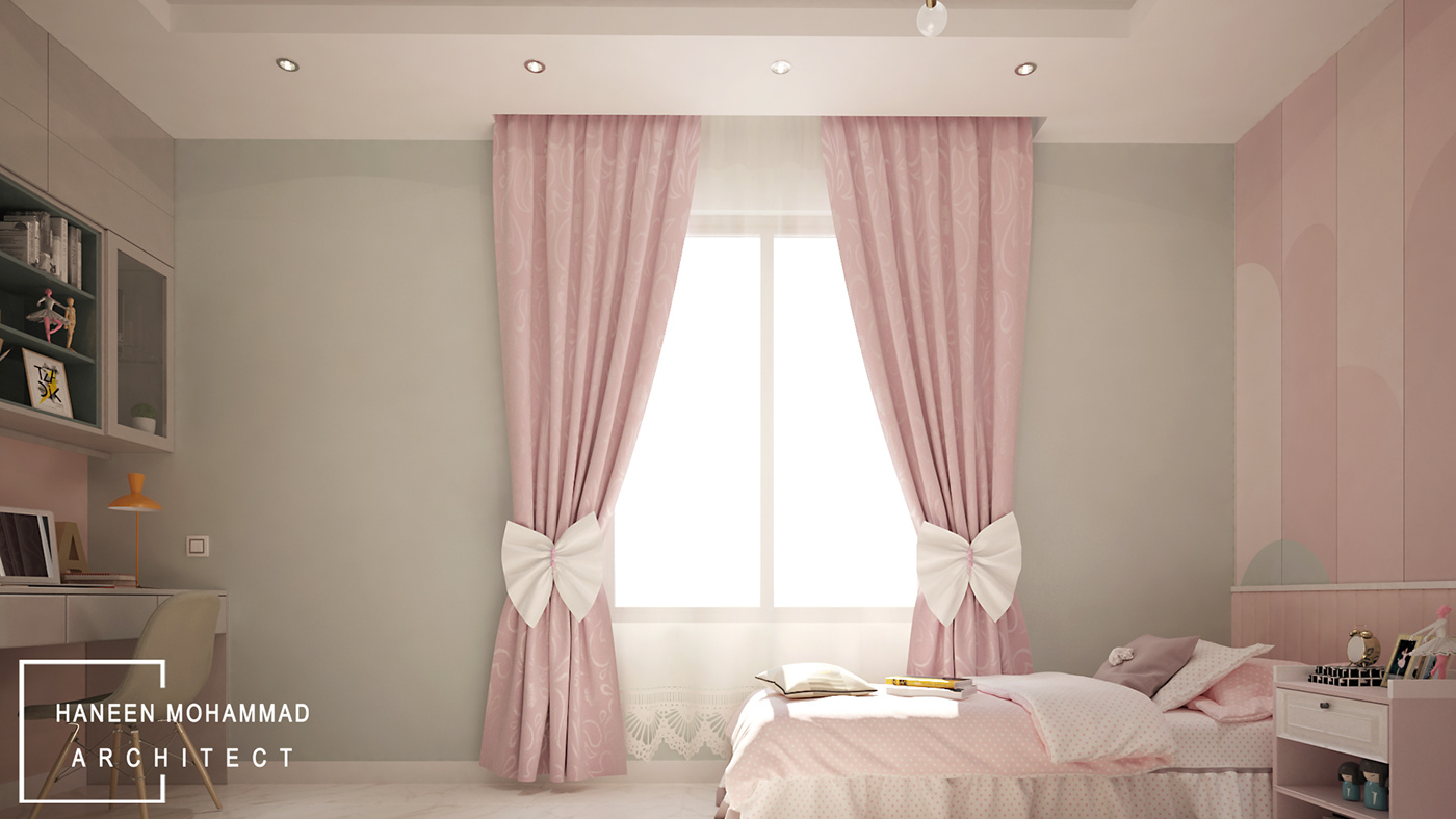 architecture bedroom frozen girlbedroom haneen mohammad interior design  Modern Design