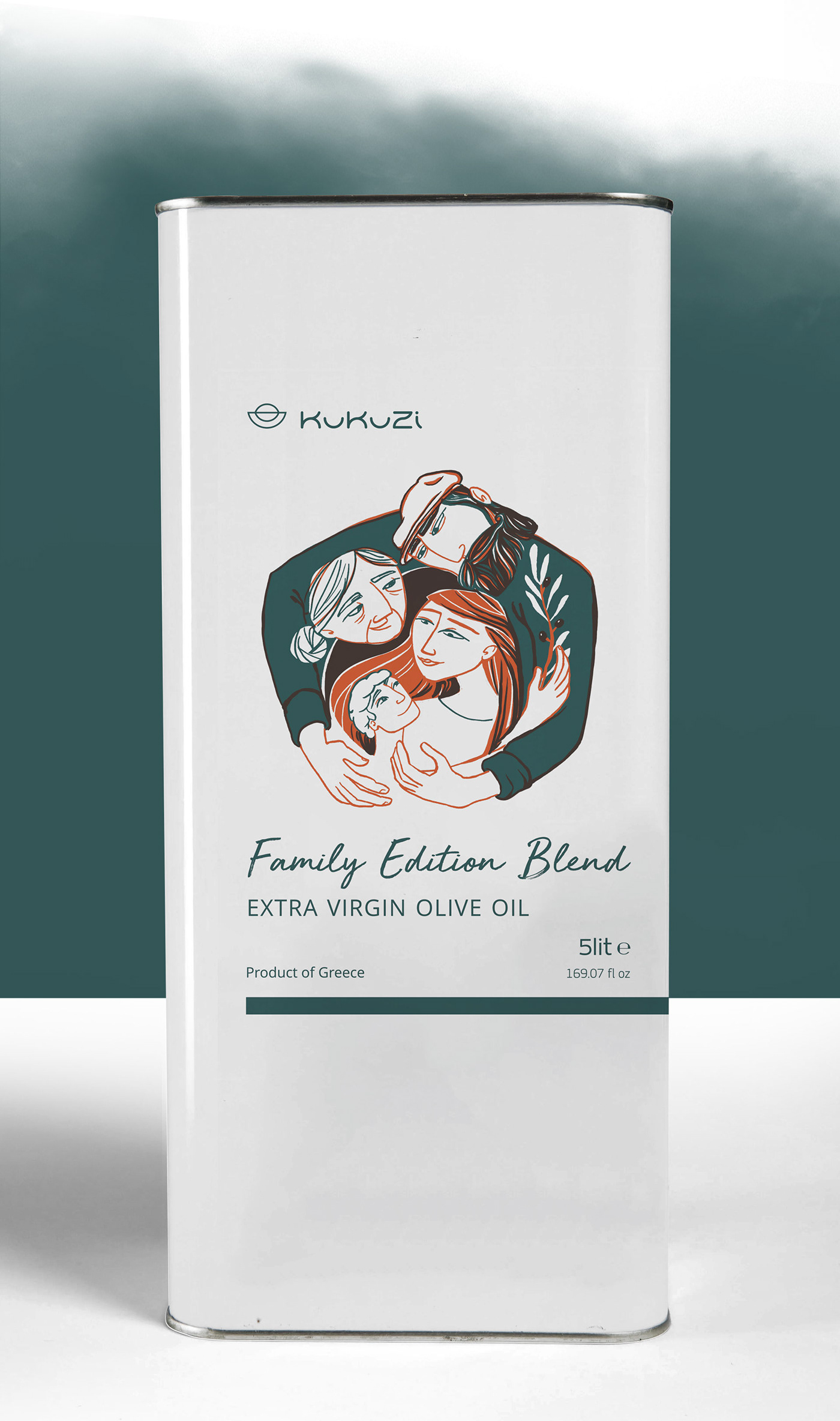family ILLUSTRATION  design pakaging Olive Oil kukuzi