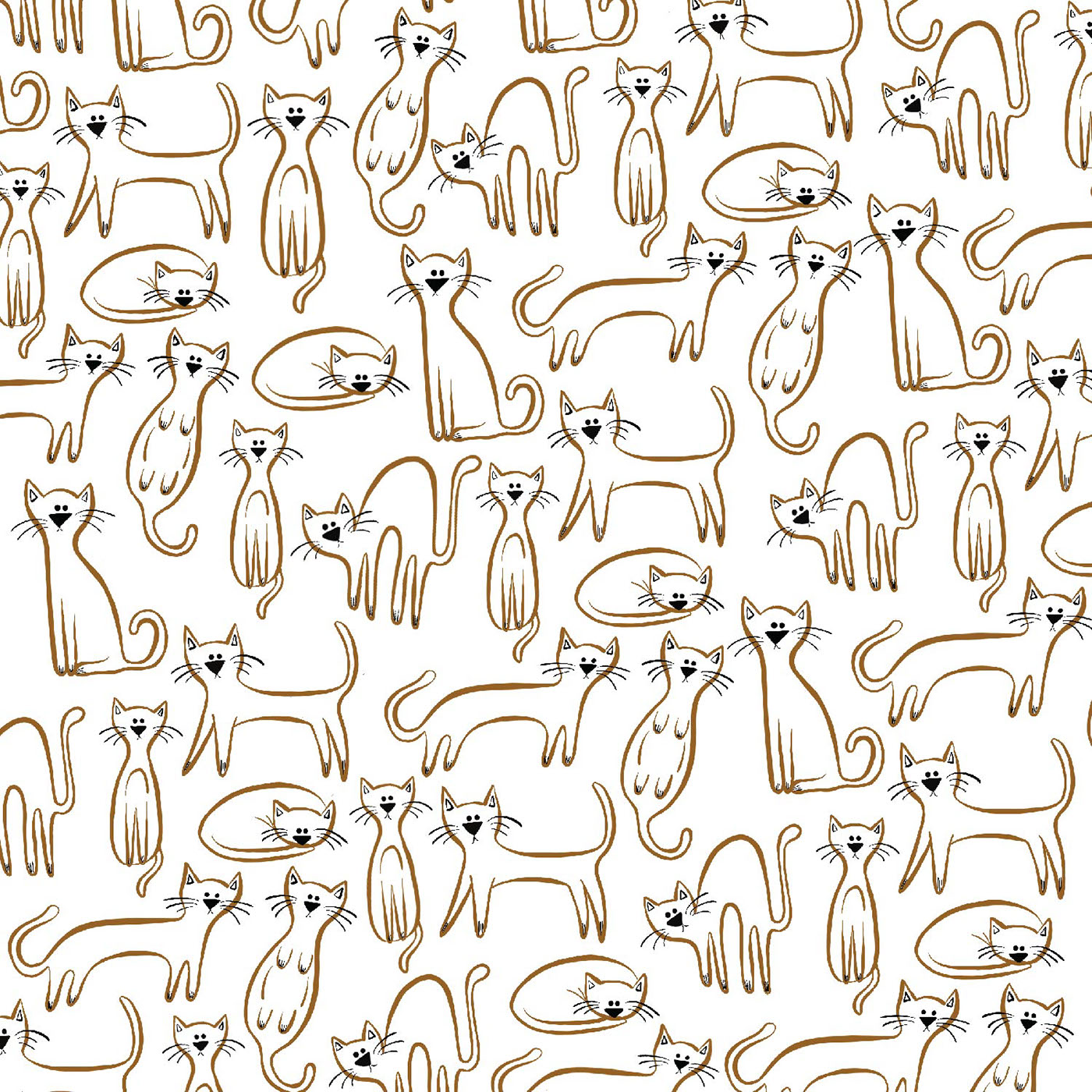 Cat kitty meow ILLUSTRATION  pattern surface design fabric design line drawing