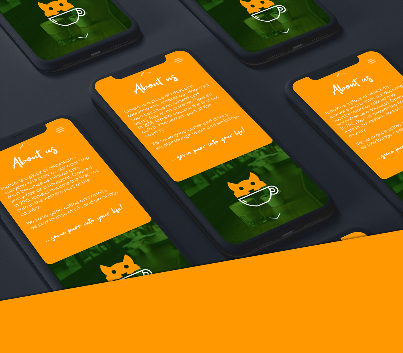 La Pisici cat  cafe  visual identity and web  page mock up on 