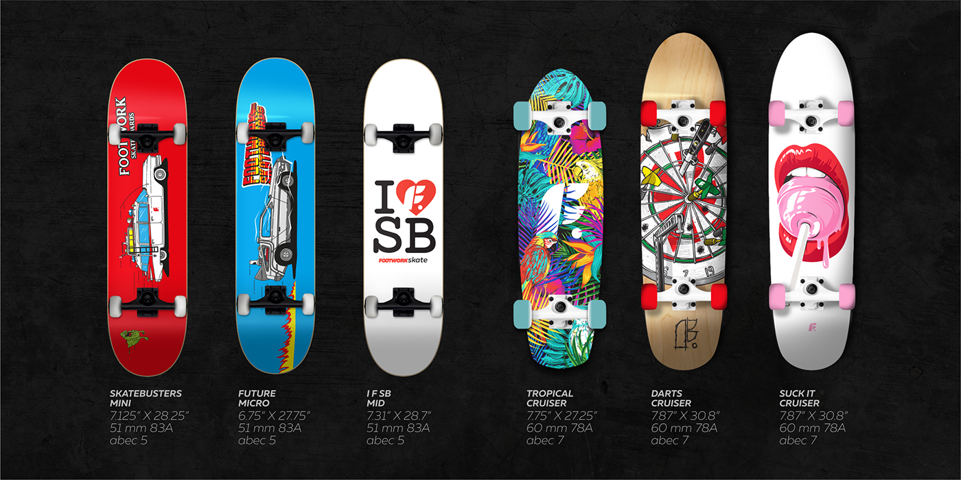 skateboards skate skateboarding footwork Skate Decks graphics Board Graphics ILLUSTRATION  graphic design  skate brand