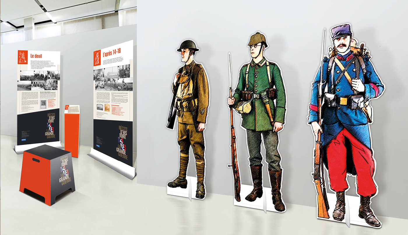 Création de contenu Scénographie d'exposition Stand kakemono exposition 1914-1918  La Grande Guerre