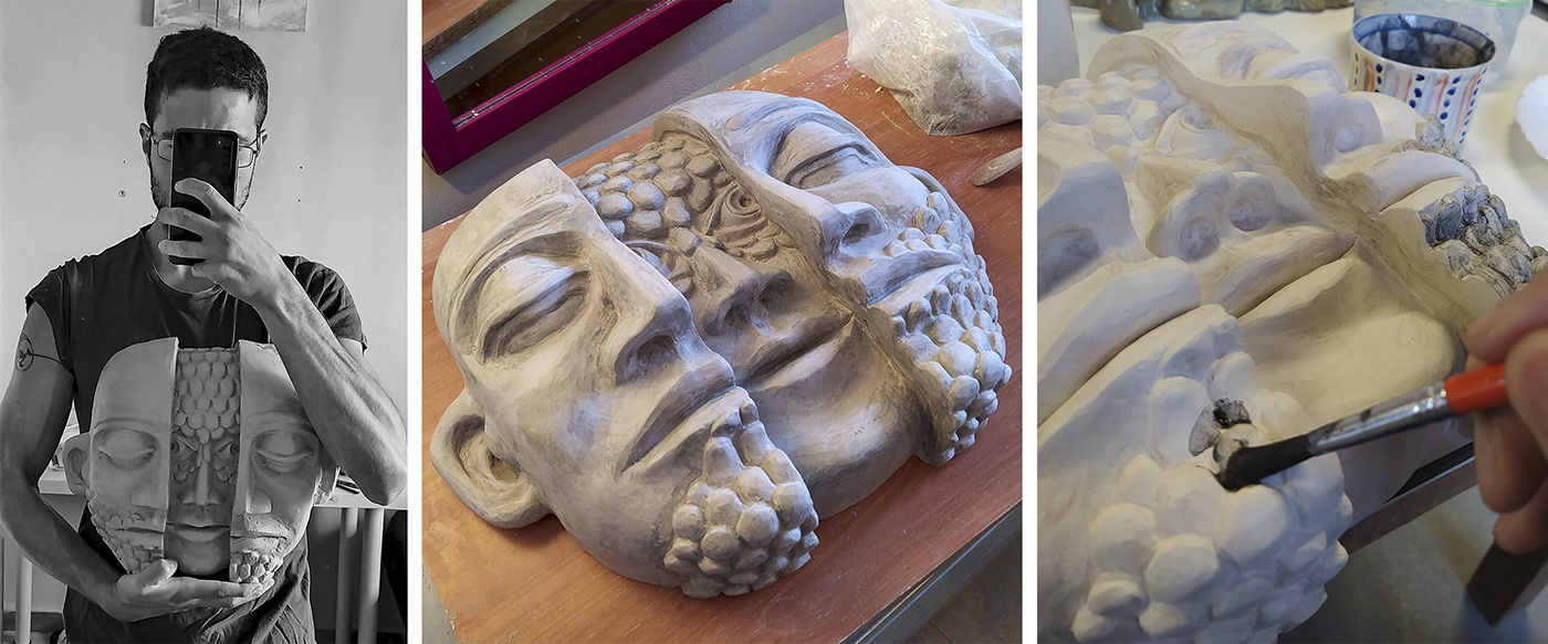 ceramica ceramics  empathy mascara mask reflection resilience sculpture fine art plants