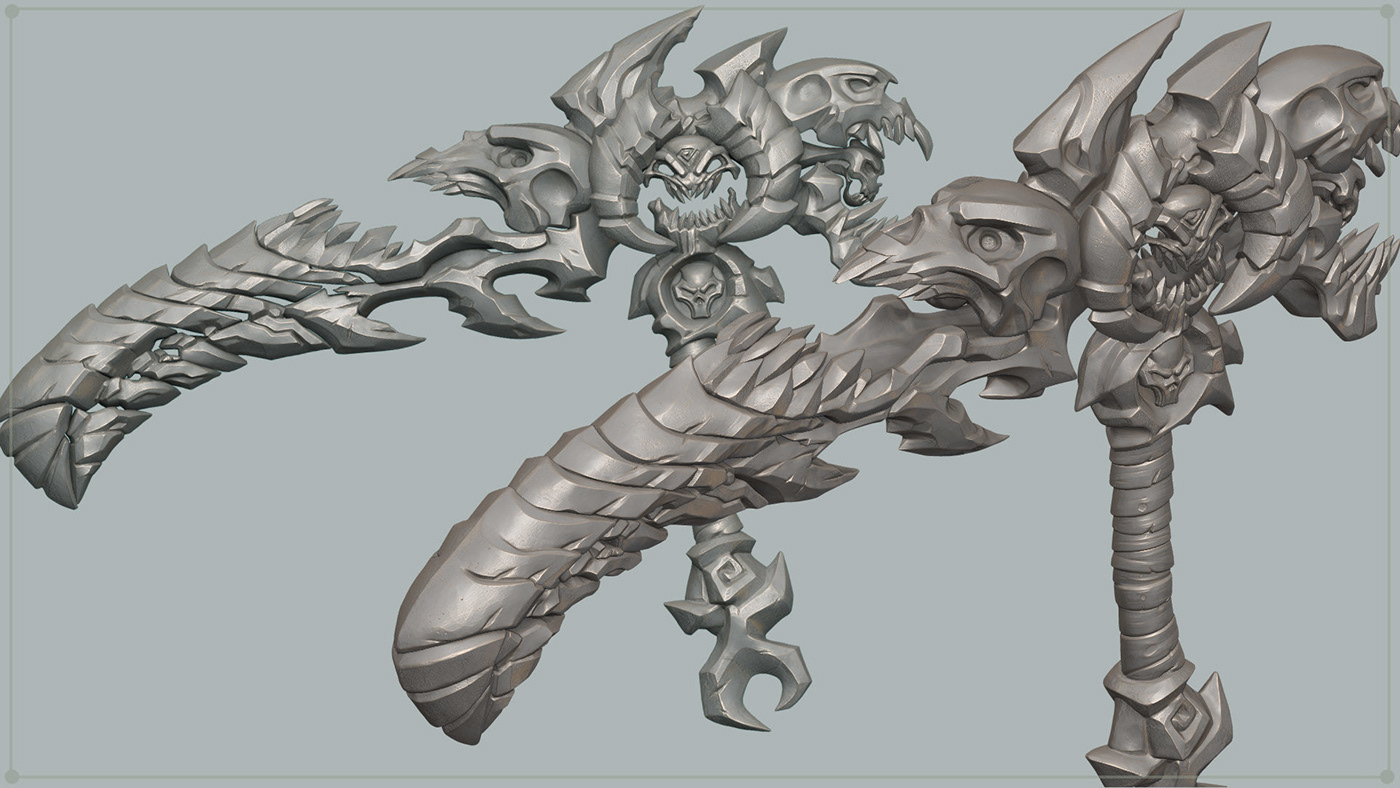 Zbrush sculpting  props darksiders Scyhte Weapon Cosplay 3d print product design 