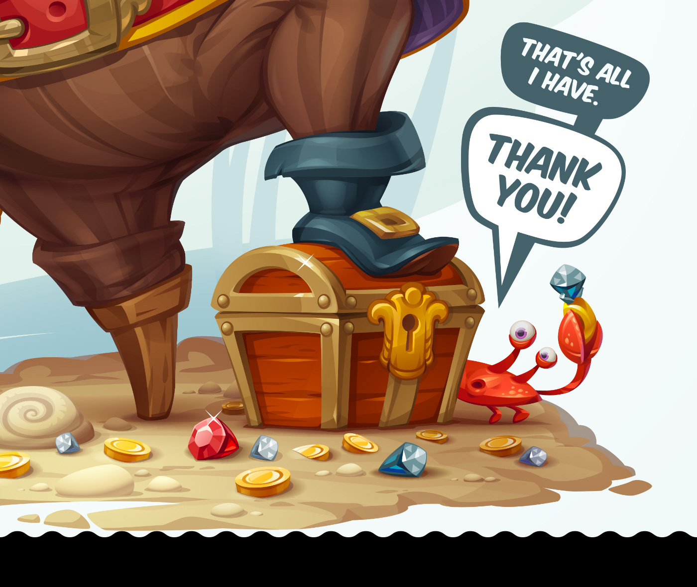 pirate Character design  ILLUSTRATION  vector cartoon Character parrot crab treasure chest concept art