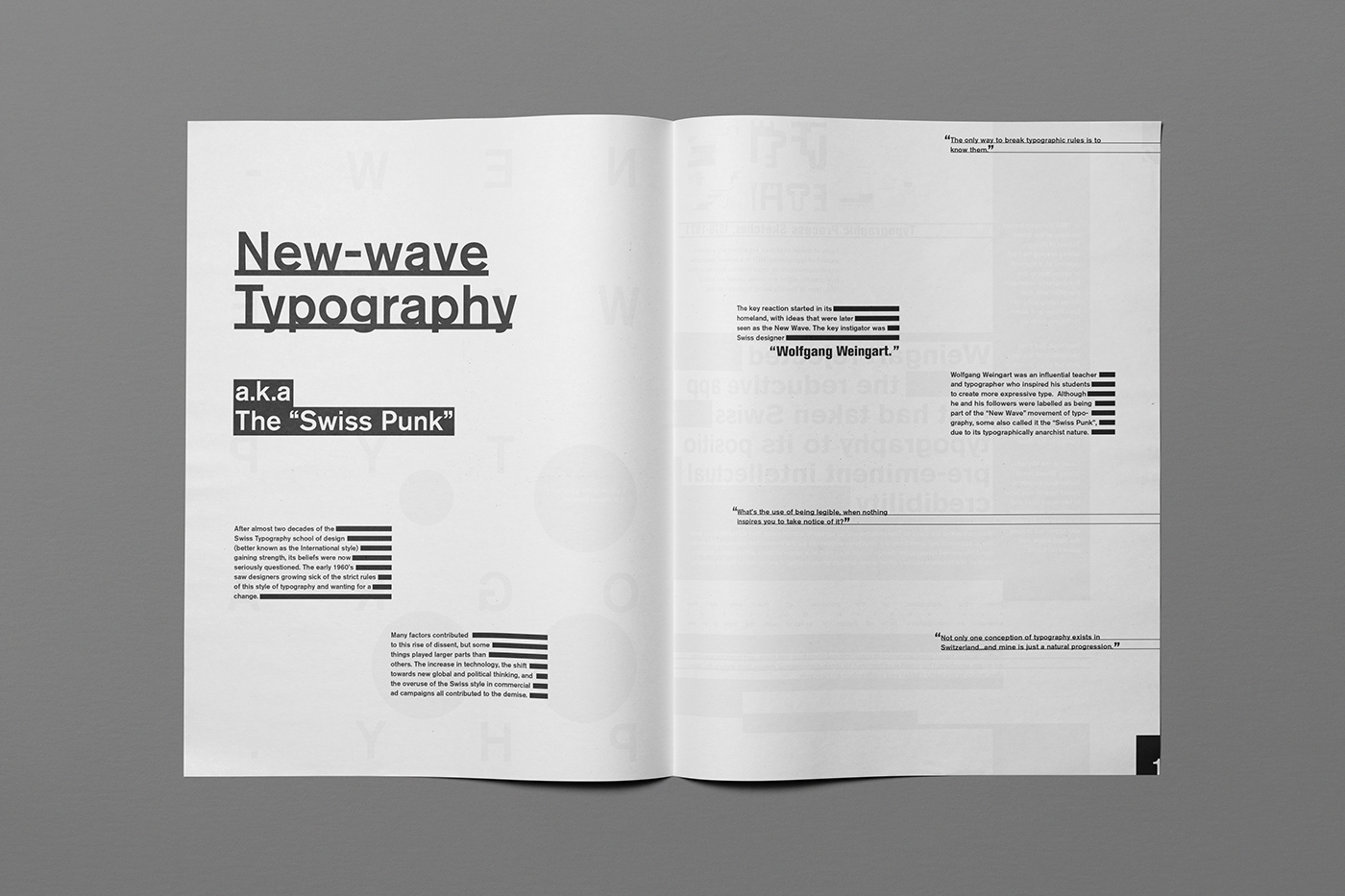 spread Wolfgang Weingart Zine  swiss Style newsprint typography   swiss punk new wave typography