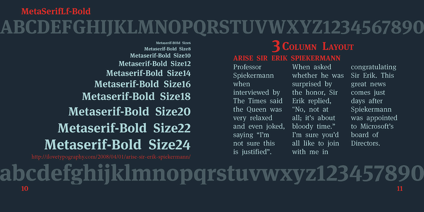 ff meta serif type specimen booklet Booklet