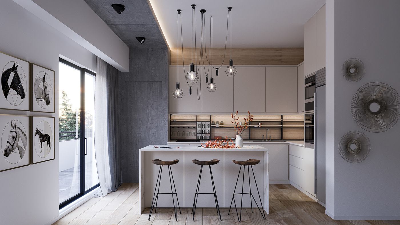 apartment architecture bedroom Interior interiordesign kitchen livingroom Renderings Renovatiodesign visualization