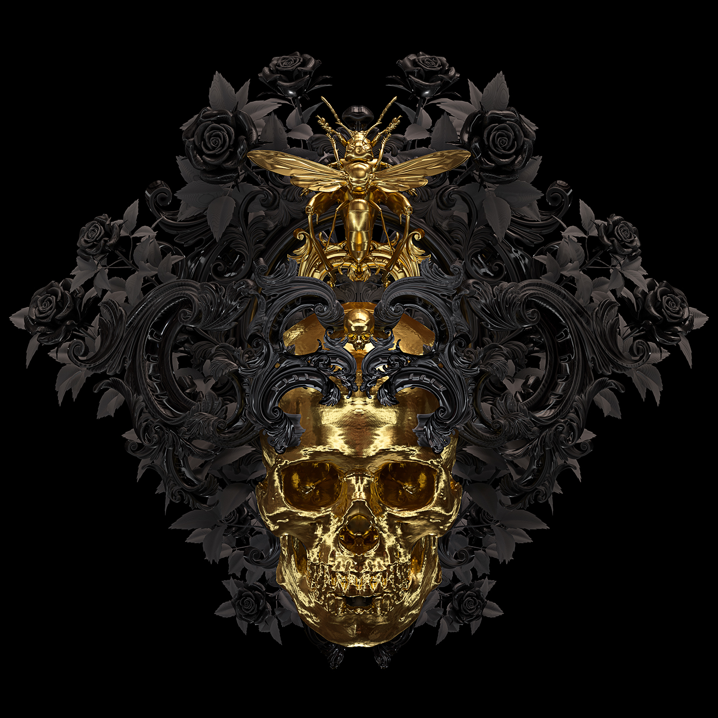 billelis art ILLUSTRATION  3D 3d art tattoo gothic metal symmetry Digital Art 