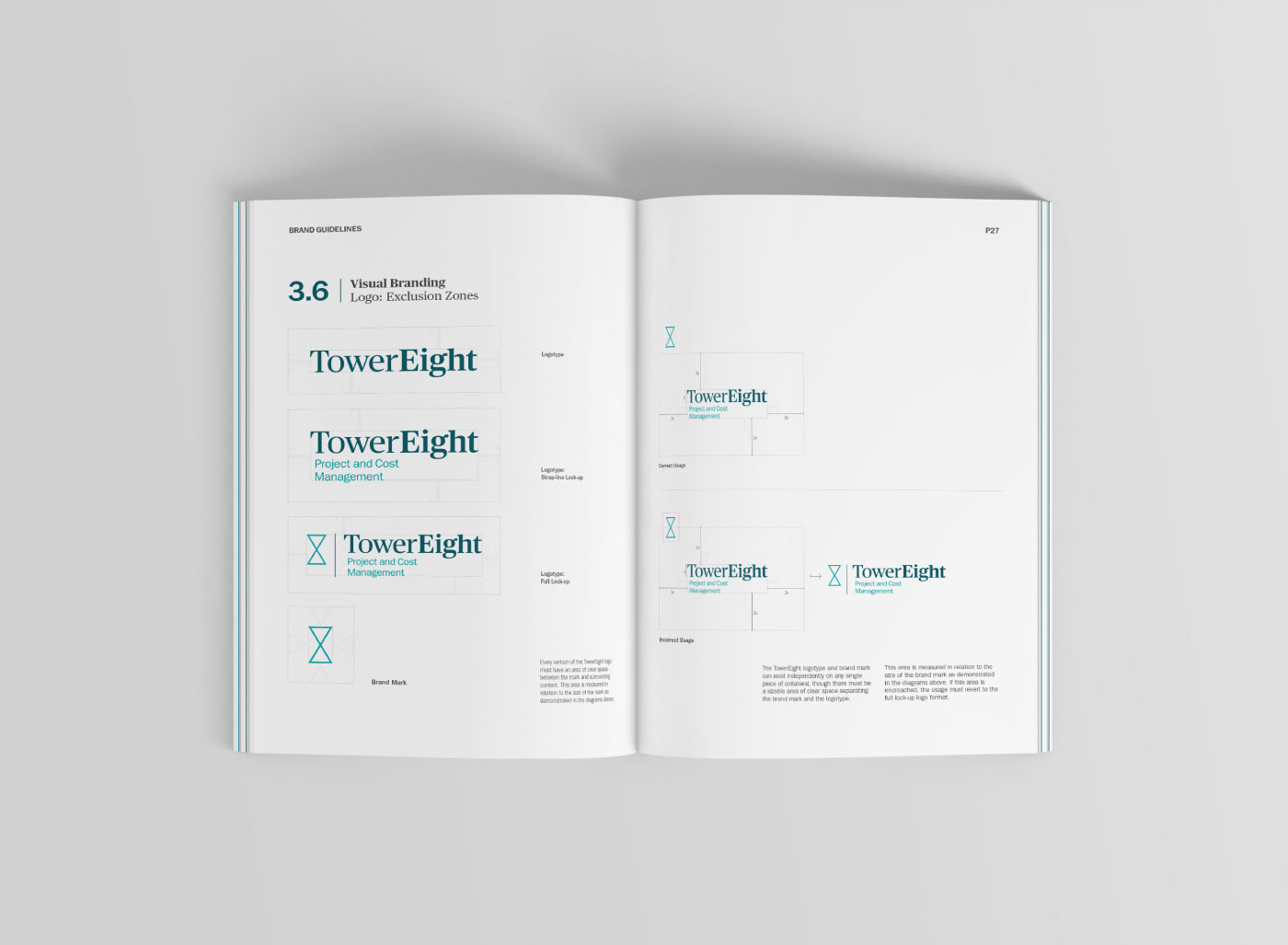 TowerEight identity logo pattern stationary Rebrand refresh Website brochure guidelines