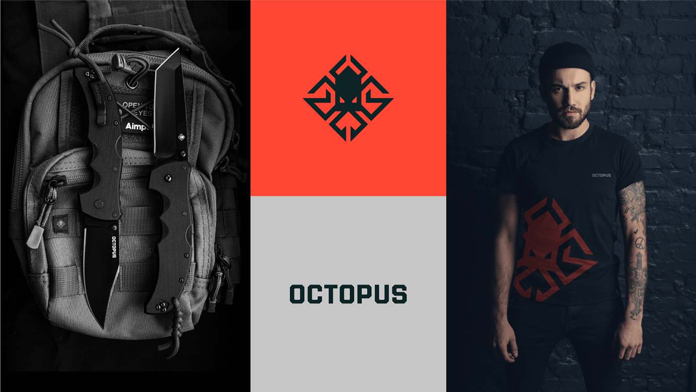 brand identity branding  identity knife logo octopus octopus logo design Logo Design typography  