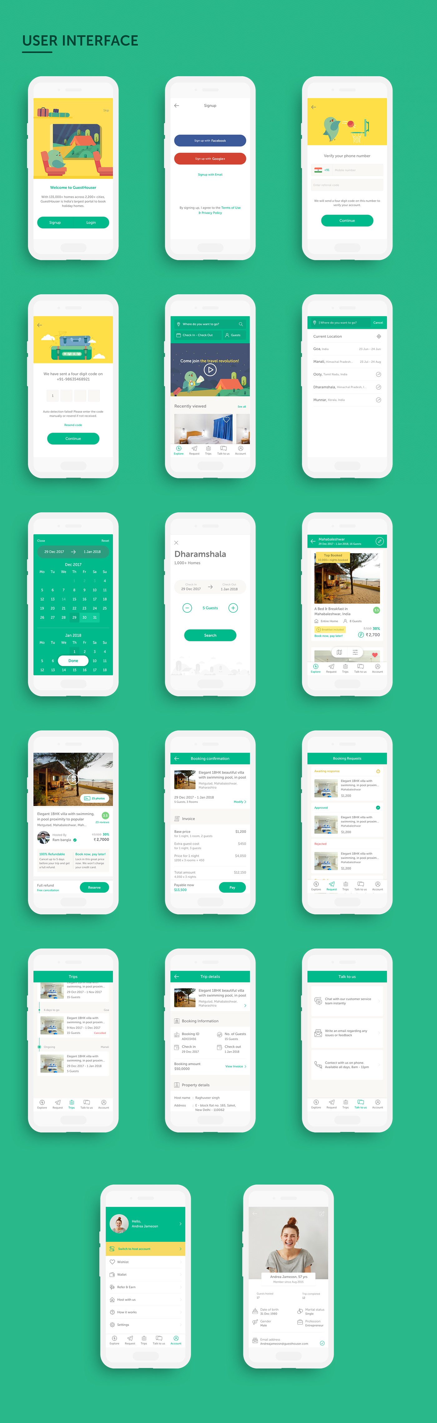 guesthouser Homestay guesthouse Android App iOS App UI ux design research persona