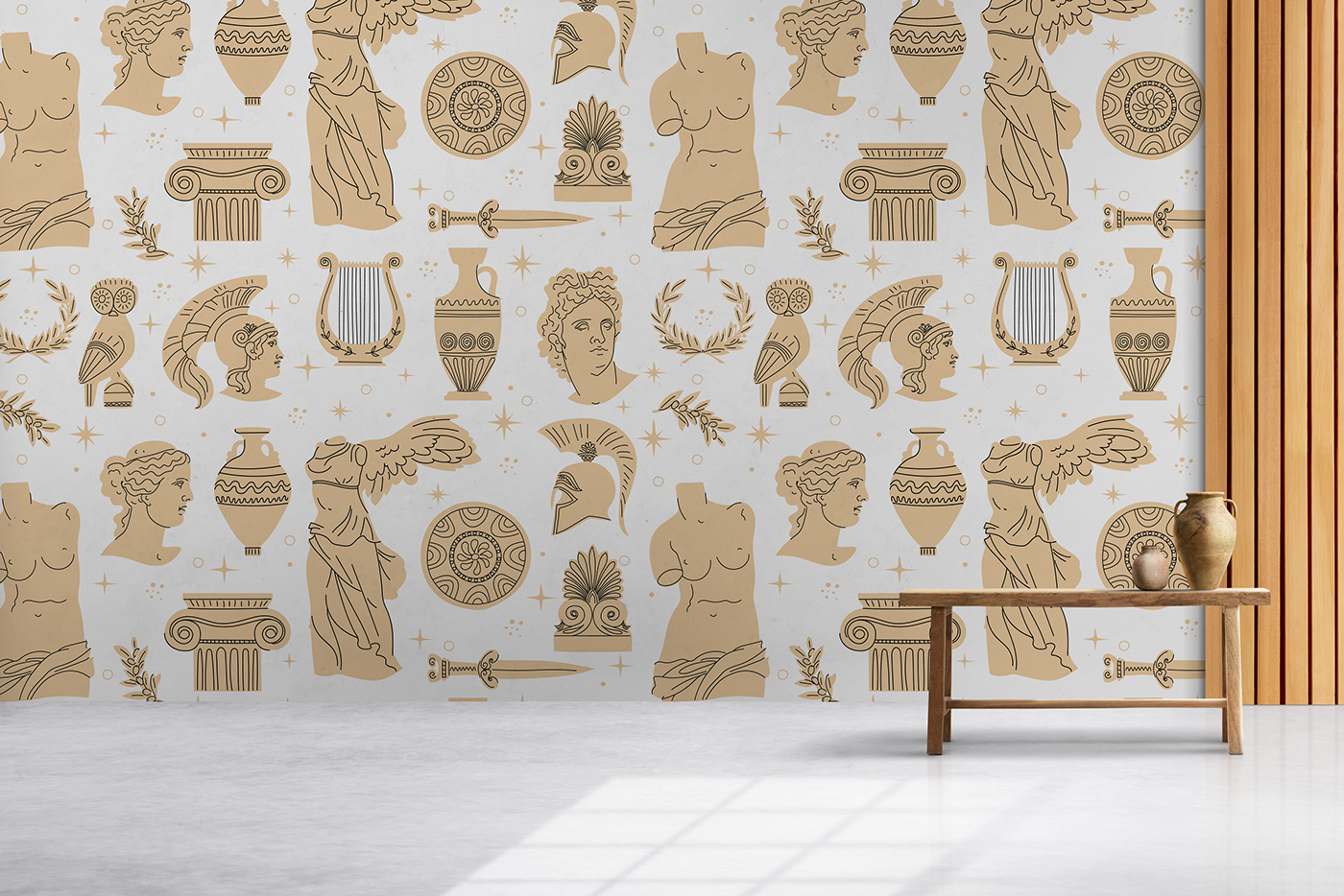 Greece poster sculptures antique seamless pattern surface design ILLUSTRATION  print wall art wallpaper