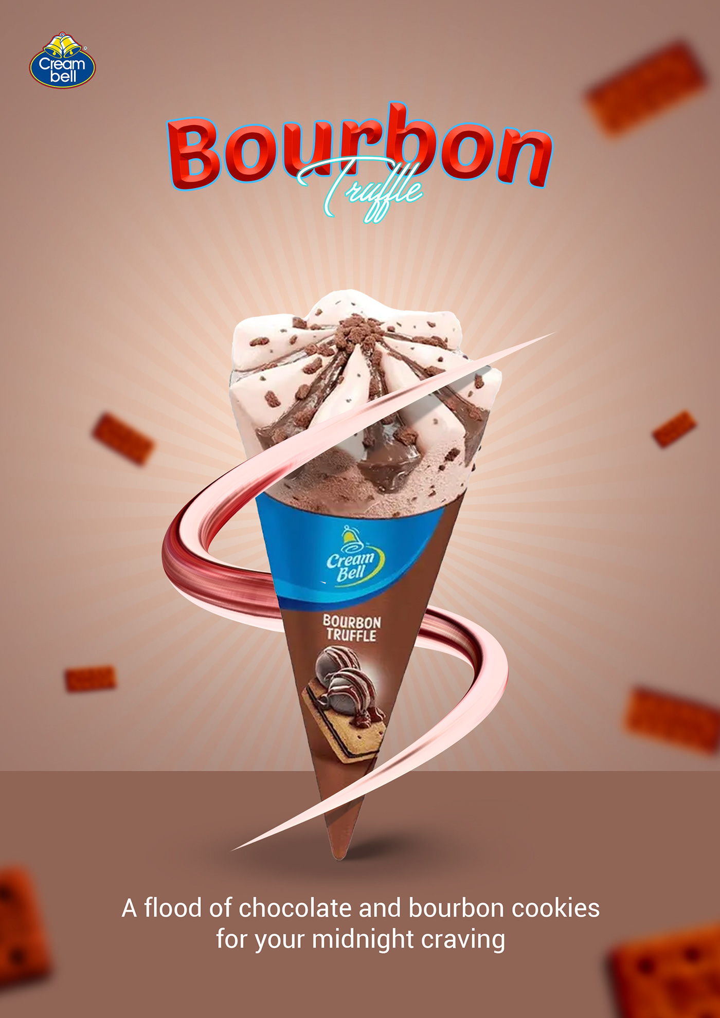 ice cream Creambell bourbon summer design Graphic Designer Advertising  branding  spirl