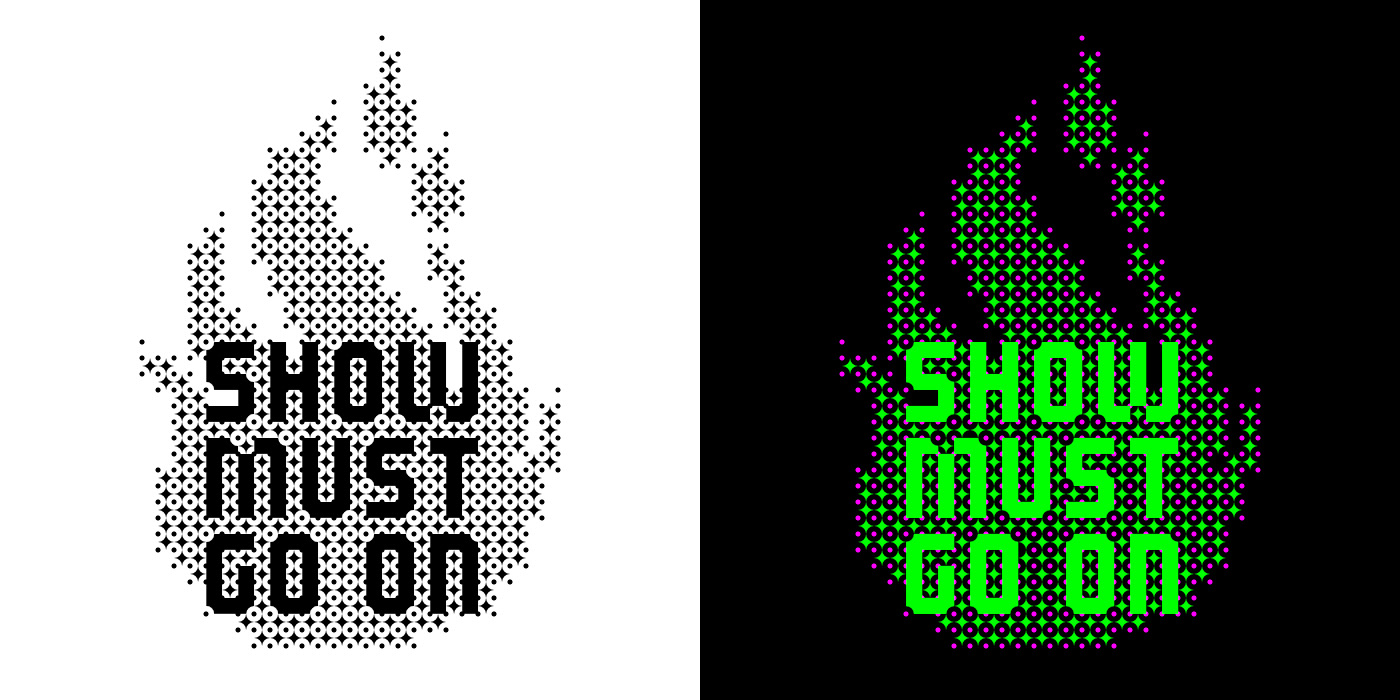 queen pixelart optical art opart typography   graphic design  poster billboard Advertising  showmustgoon