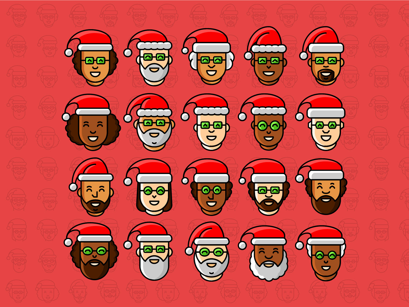 Christmas icon design  icon set icons santa Santa Claus Santa Hat xmas