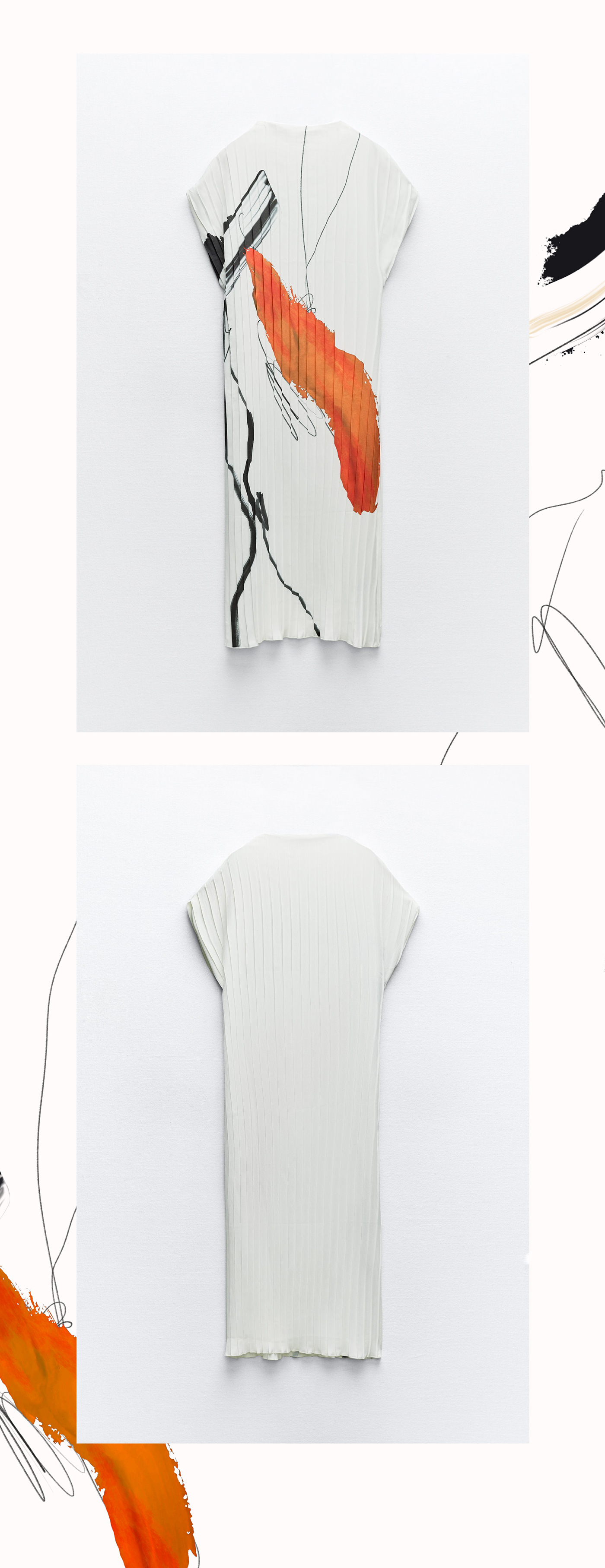 Fashion  zara inditex print abstract pleated