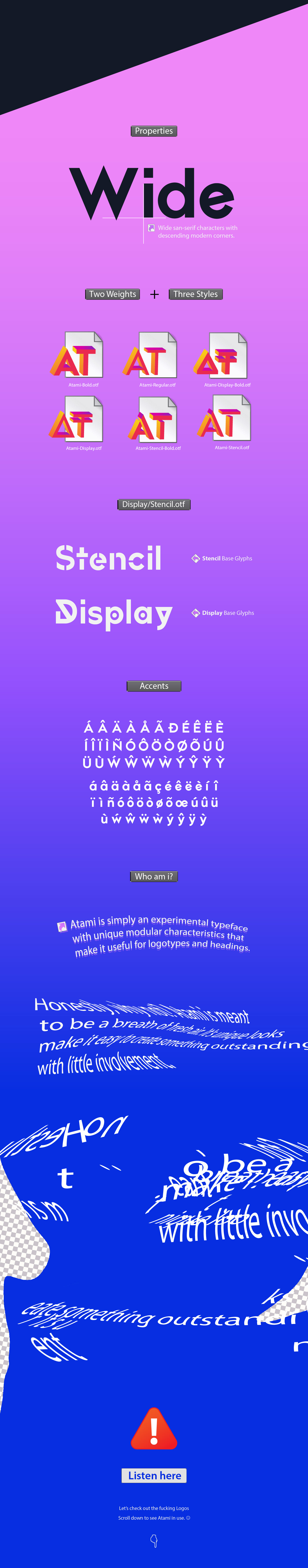 Atami San-Serif vaporwave modern font Typeface free download logo design aesthetic Glitch serif