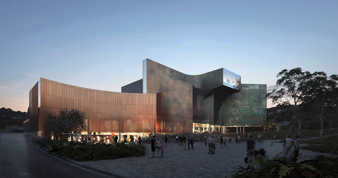 The new North West Museum and Art Gallery in Burnie, Tasmania, Australia by Terroir. Copper facade.