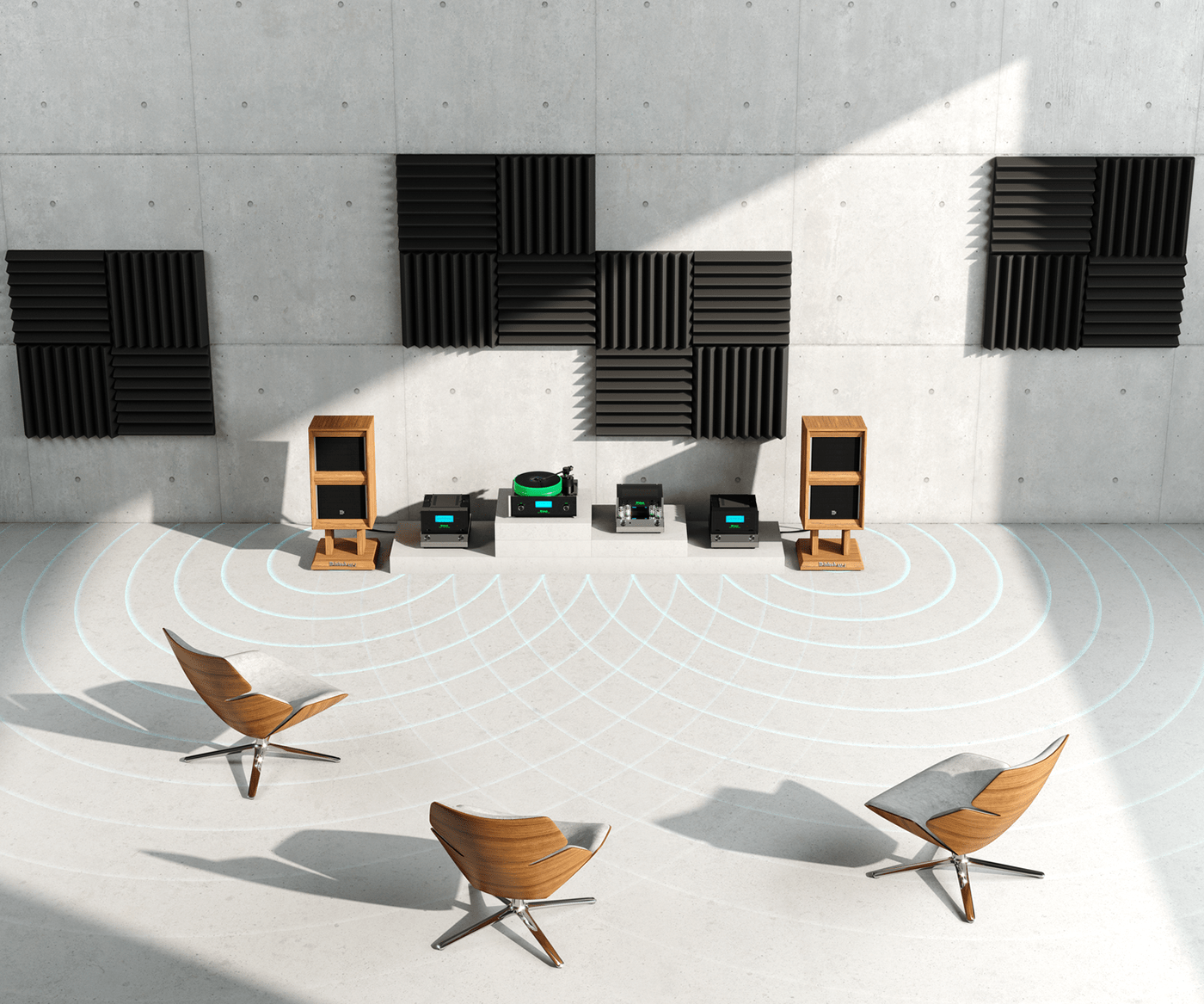 Audio loudspeaker speaker 3D sound CGI Render architecture visualization mcintosh