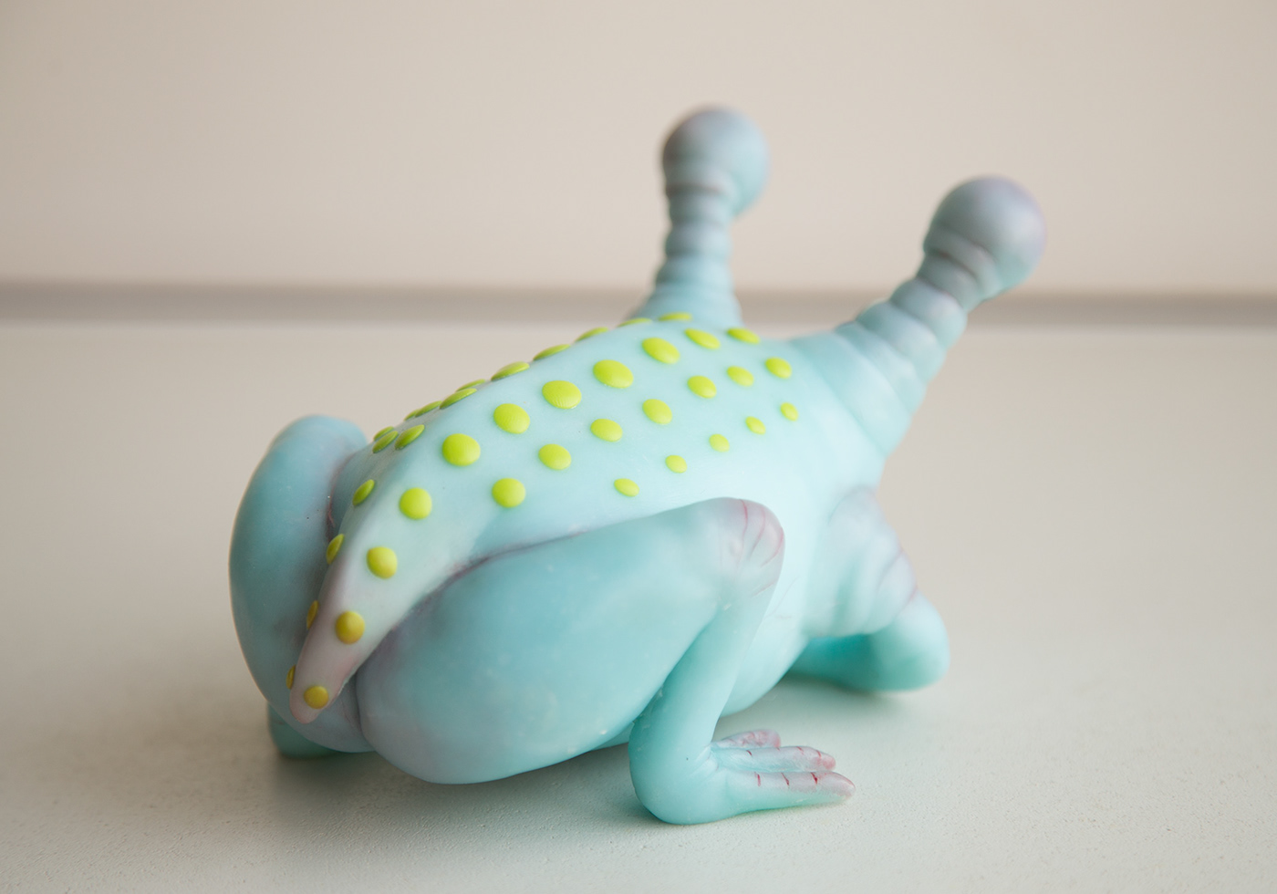 toy sculpture artwork frog toad blue ooak art doll handmade craft